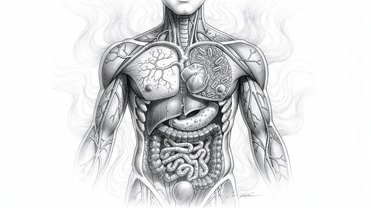 Pencil sketch of body heat activating immune response