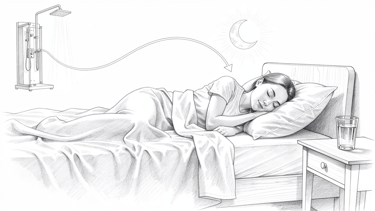 Pencil sketch of restful sleep after evening steam shower