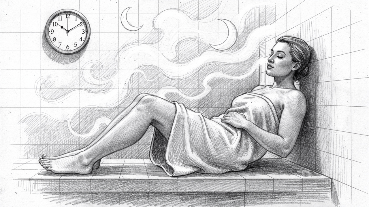 Sketch of person relaxing in steam shower before sleep