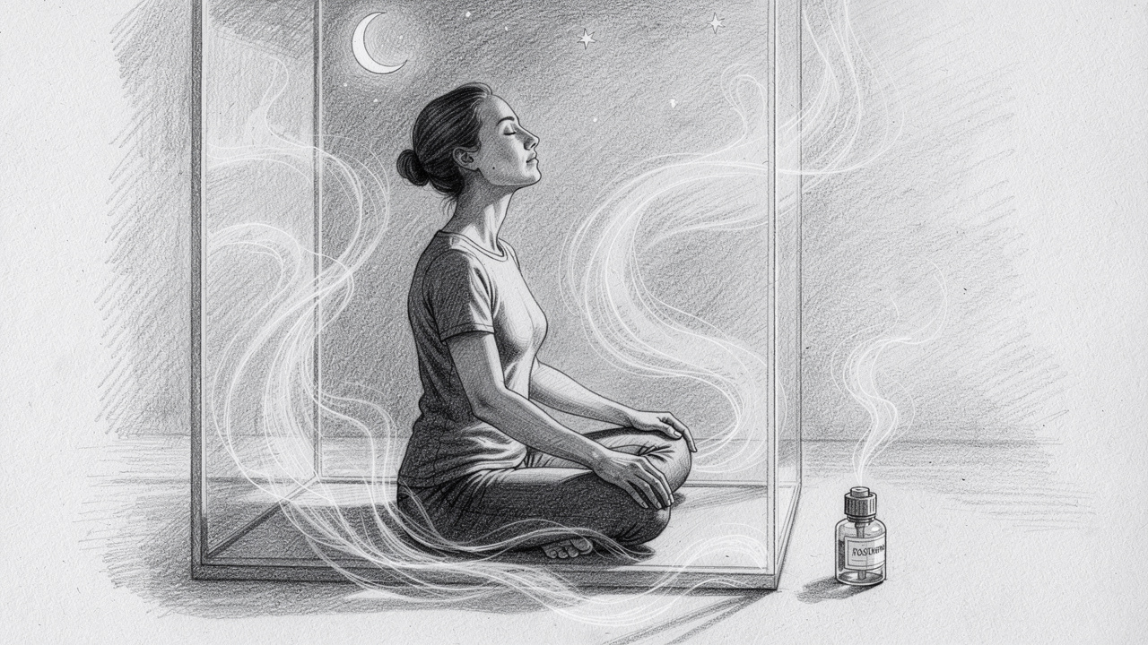 Pencil sketch of person relaxing in steam shower before sleep