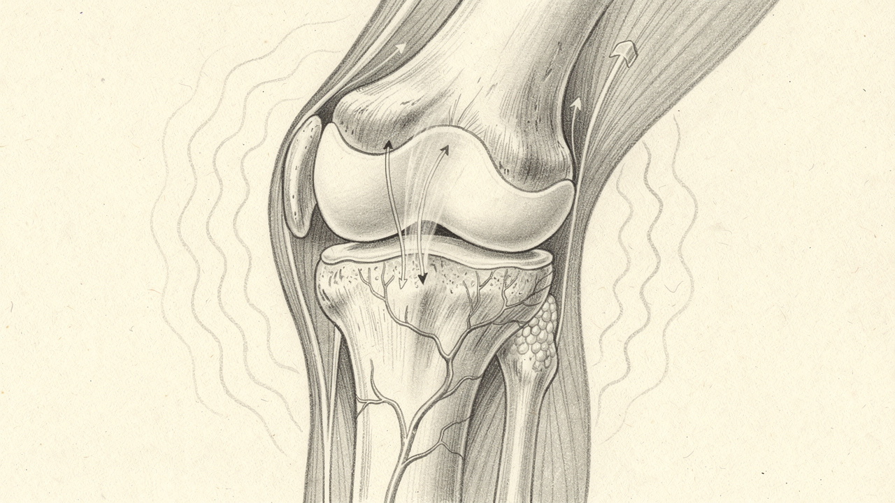 Pencil sketch of heat therapy improving joint circulation